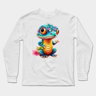 Lizard's Floral Fantasy Long Sleeve T-Shirt